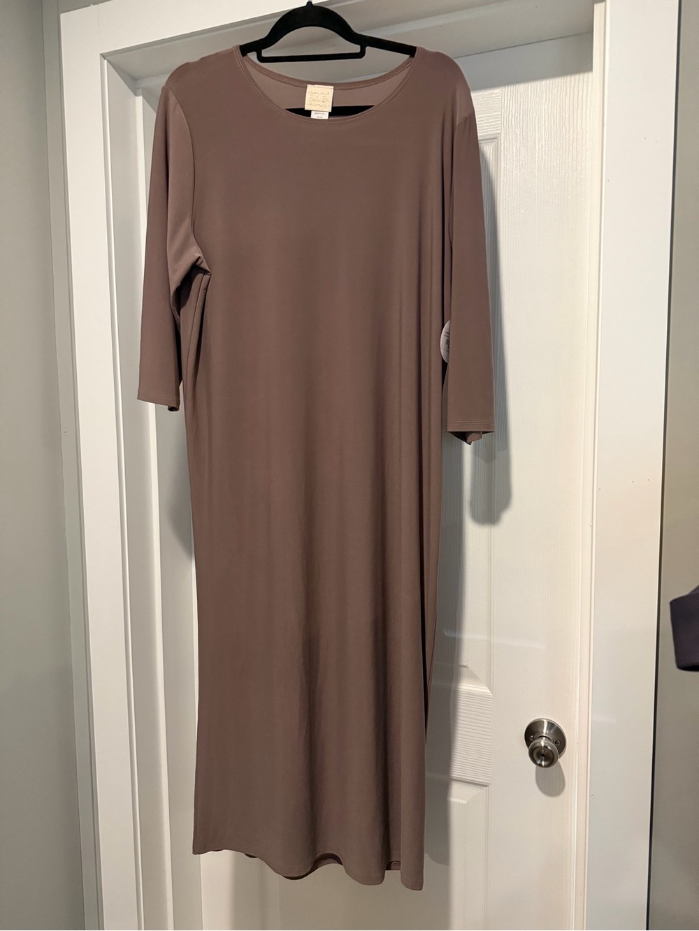 Comfortable Mocha Layering Dress with 3/4 Sleeves